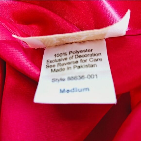 Vntg L.A. Intimates 2 Piece Red Satin Floral Velvet Embellished Robe Slip Set M - Picture 5 of 12